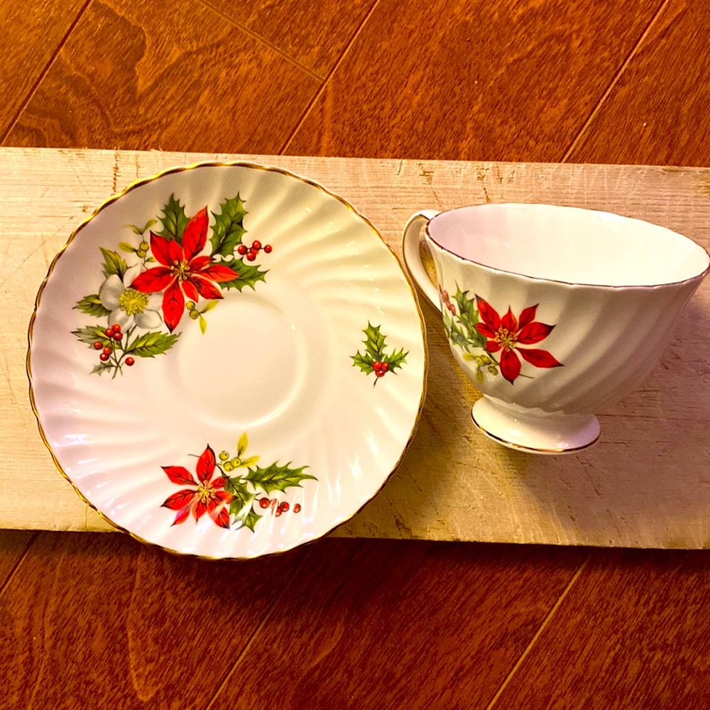 Royal Adderley poinsettia tea cup and saucer